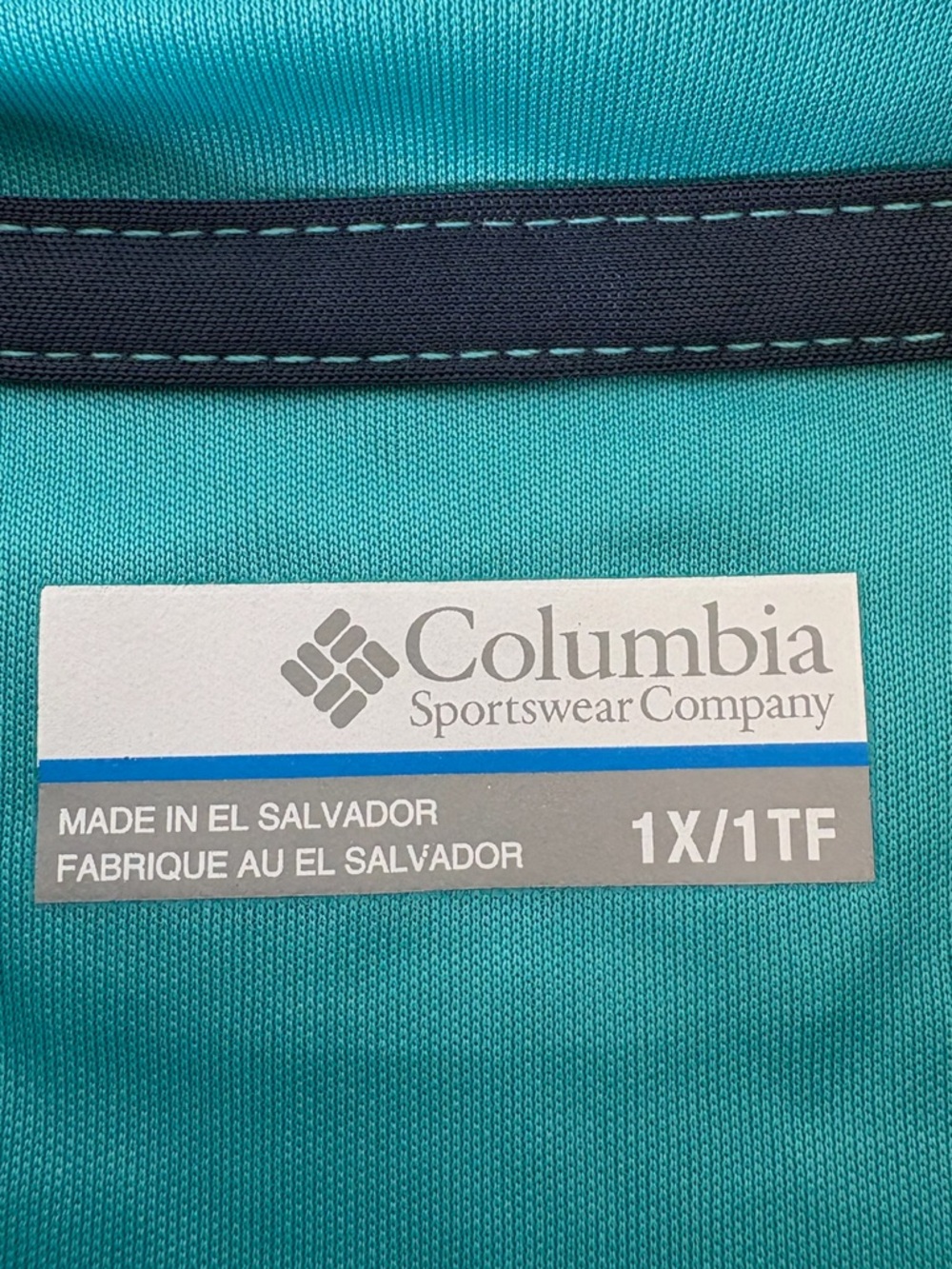 Columbia Teal Hooded Long-Sleeve Rash Guard with Navy Sleeves 2687 - Picture 6 of 11